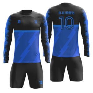 Professional Custom Soccer Long Sleeve Blue Goalie Jerseys With Logo Name And Number