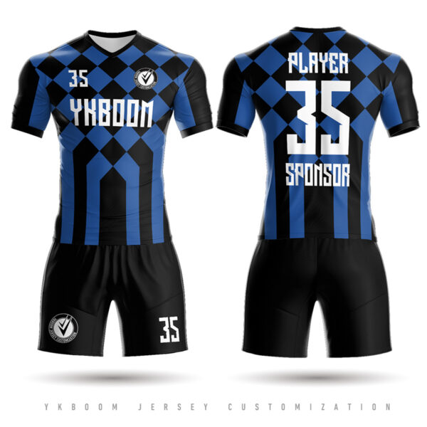 Custom Full Sublimation Soccer Team Uniform, 22/23 new design football jerseys blur/black